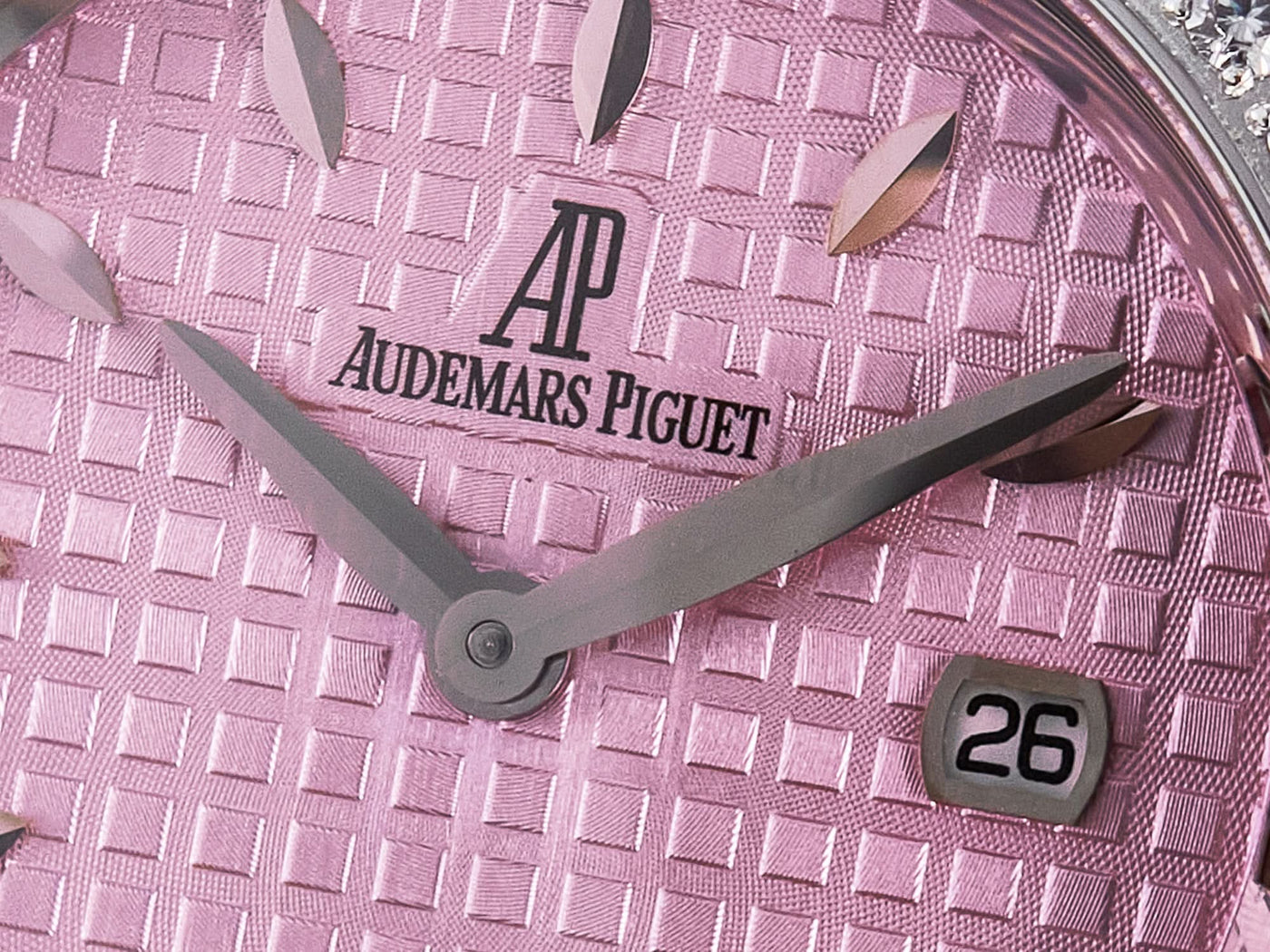 Royal Oak Offshore Ladies 33mm SS DRF Best Edition Pink Dial Diamonds Bezel on Pink Leather Strap