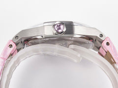 Royal Oak Offshore Ladies 33mm SS DRF Best Edition Pink Dial Diamonds Bezel on Pink Leather Strap