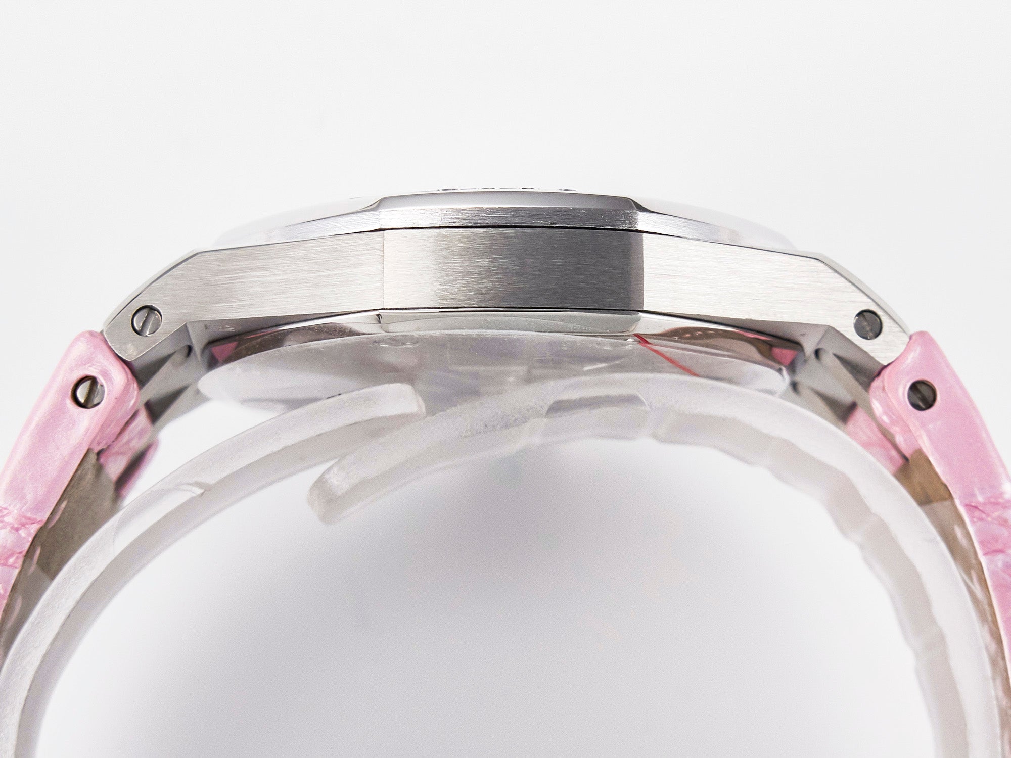 Royal Oak Offshore Ladies 33mm SS DRF Best Edition Pink Dial Diamonds Bezel on Pink Leather Strap