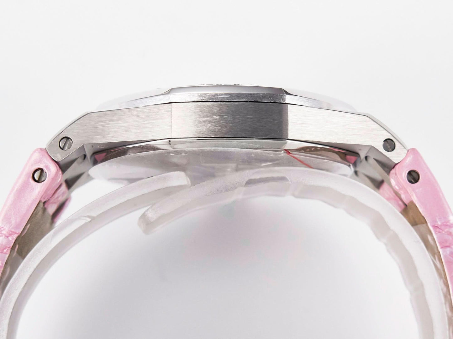 Replica Audemars Pigeut Royal Oak Offshore Ladies 33mm SS DRF Best Edition Pink Dial Diamonds Bezel on Pink Leather Strap |  Declock.