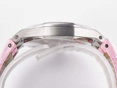 Royal Oak Offshore Ladies 33mm SS DRF Best Edition Pink Dial Diamonds Bezel on Pink Leather Strap