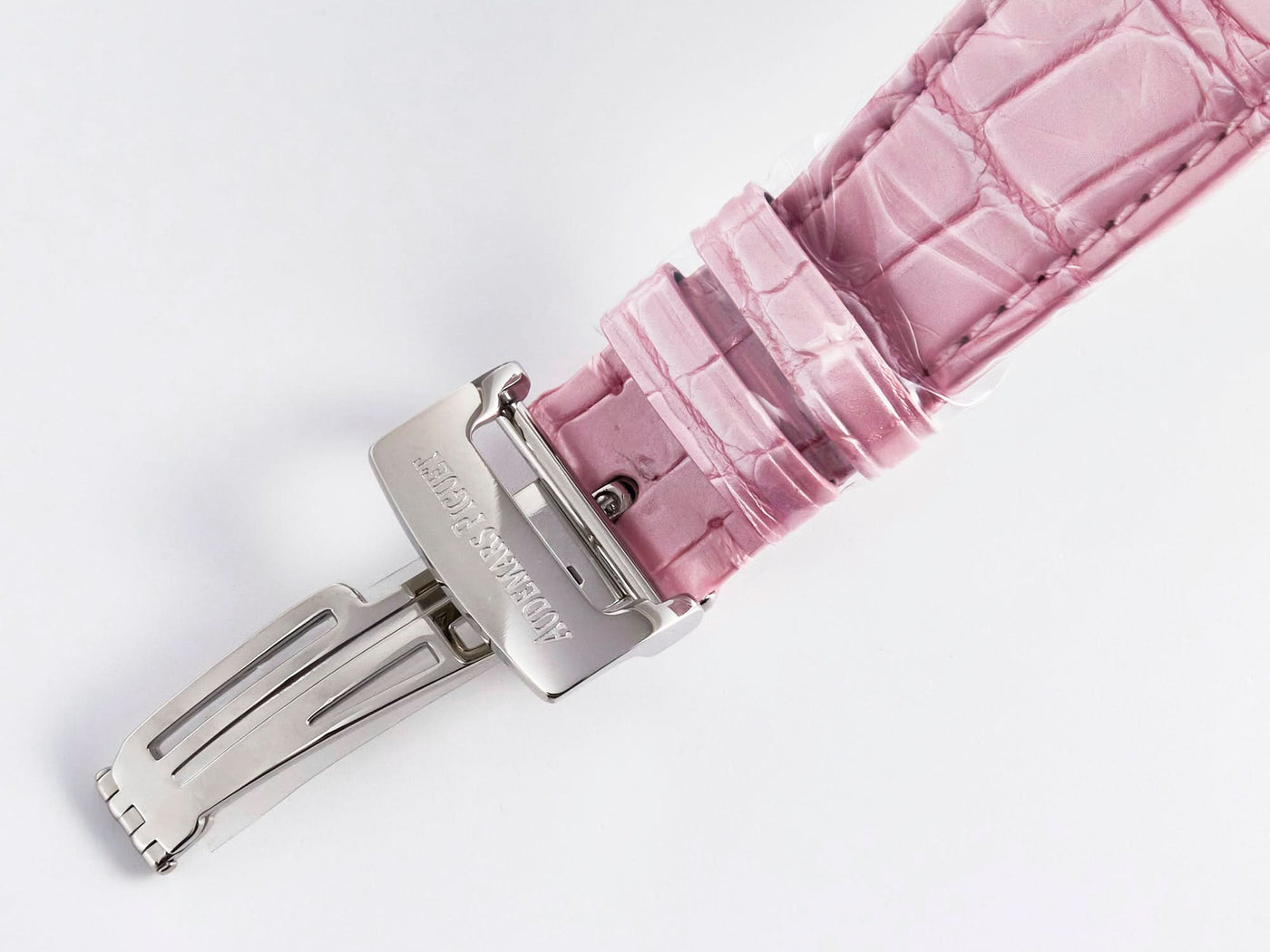 Royal Oak Offshore Ladies 33mm SS DRF Best Edition Pink Dial Diamonds Bezel on Pink Leather Strap