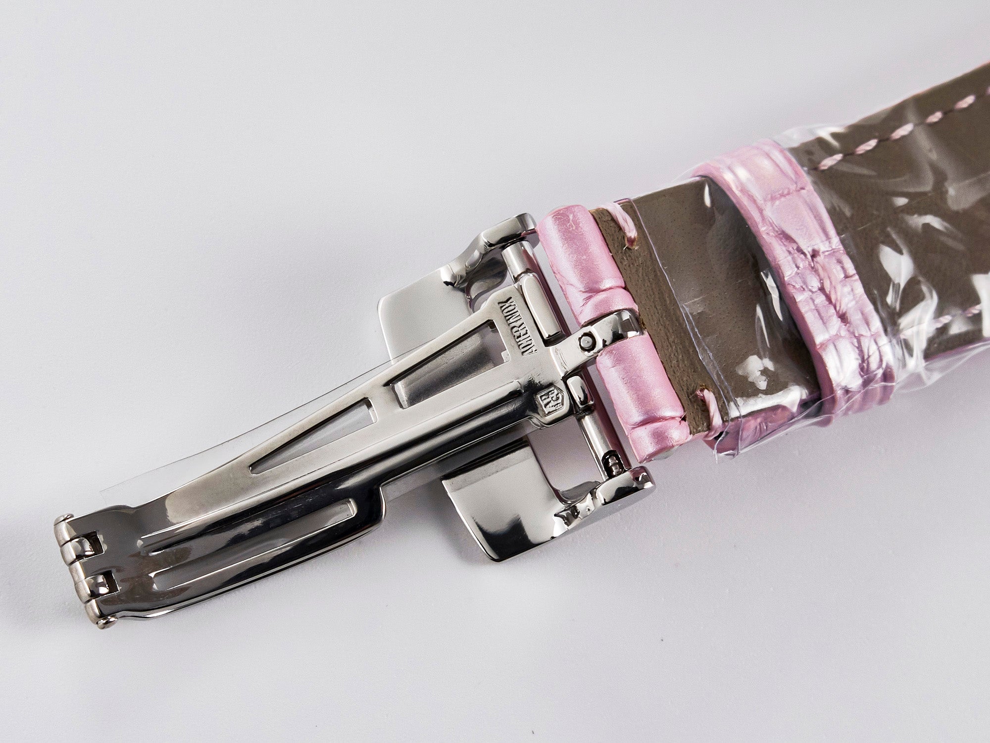 Royal Oak Offshore Ladies 33mm SS DRF Best Edition Pink Dial Diamonds Bezel on Pink Leather Strap