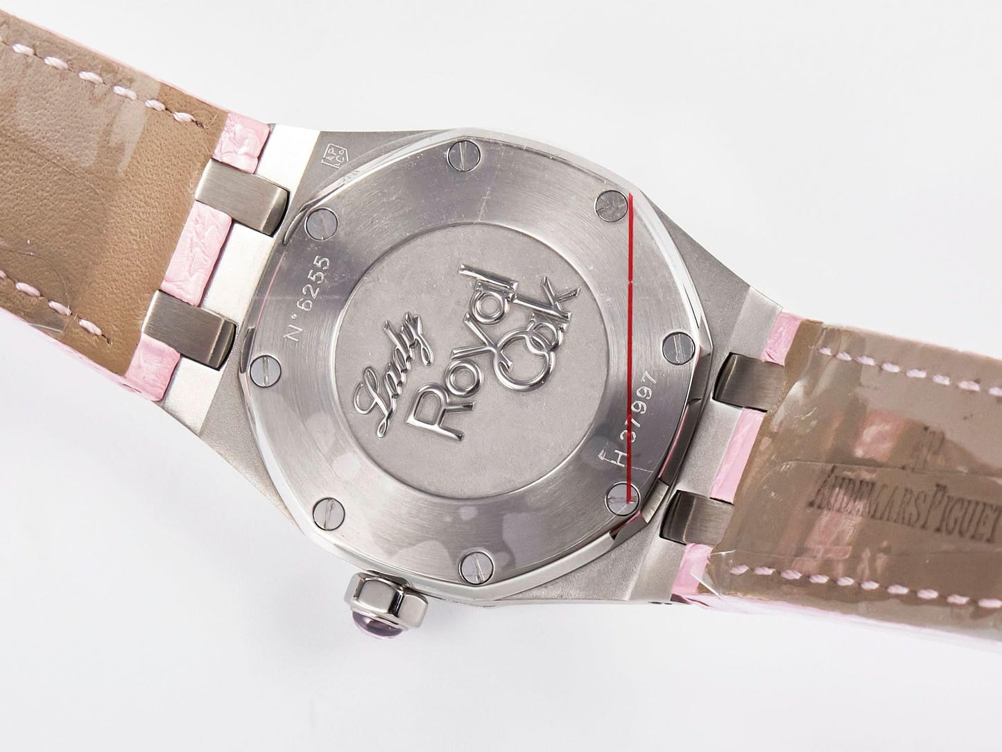 Replica Audemars Pigeut Royal Oak Offshore Ladies 33mm SS DRF Best Edition Pink Dial Diamonds Bezel on Pink Leather Strap |  Declock.