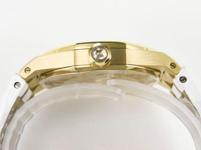 Royal Oak Ladies 33mm YG DRF Best Edition MOP Dial Diamonds Bezel on White Rubber Strap