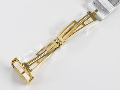 Royal Oak Ladies 33mm YG DRF Best Edition MOP Dial Diamonds Bezel on White Rubber Strap