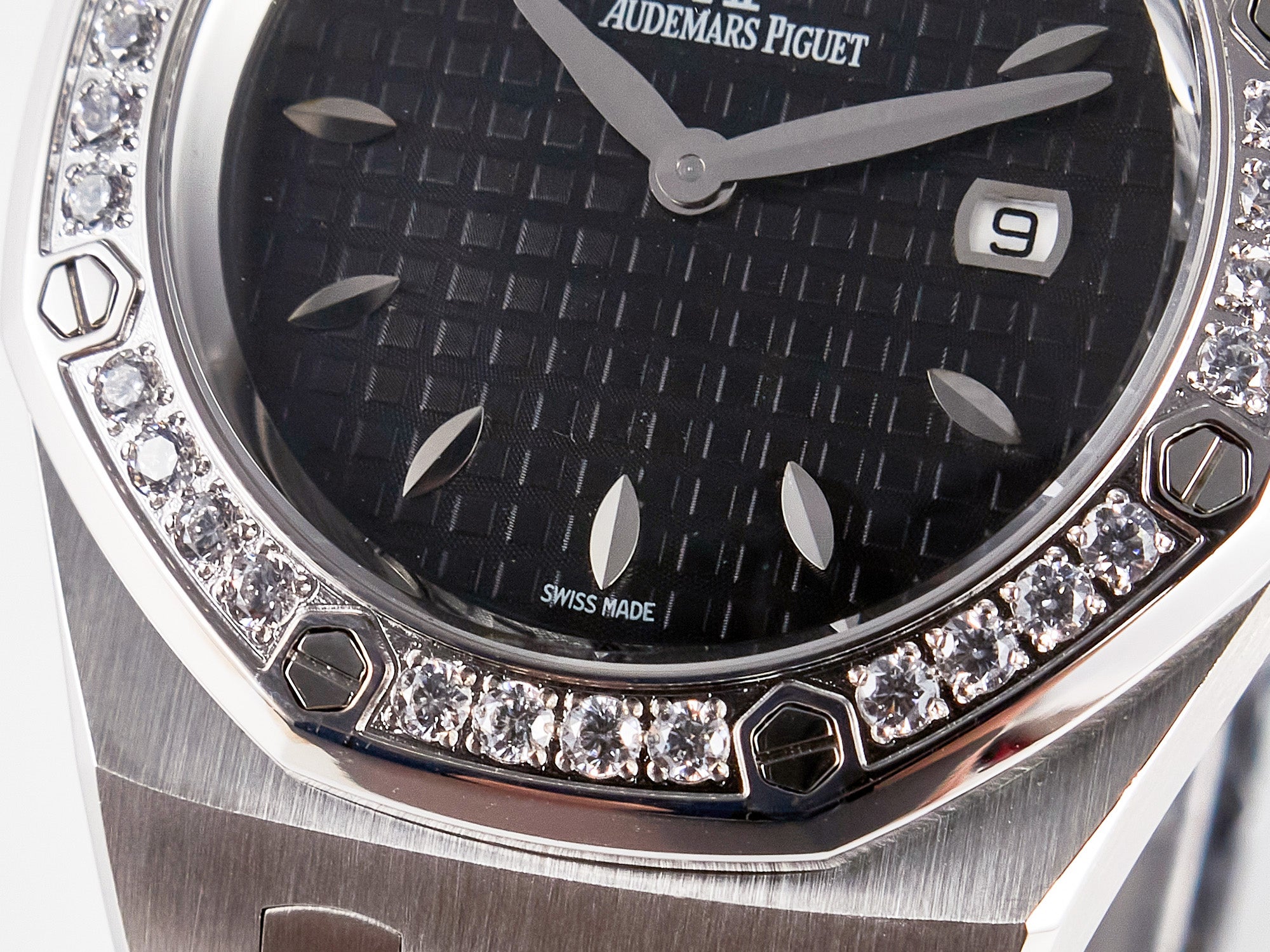 Royal Oak Offshore Ladies 33mm SS DRF Best Edition Black Dial Diamonds Bezel on Black Rubber