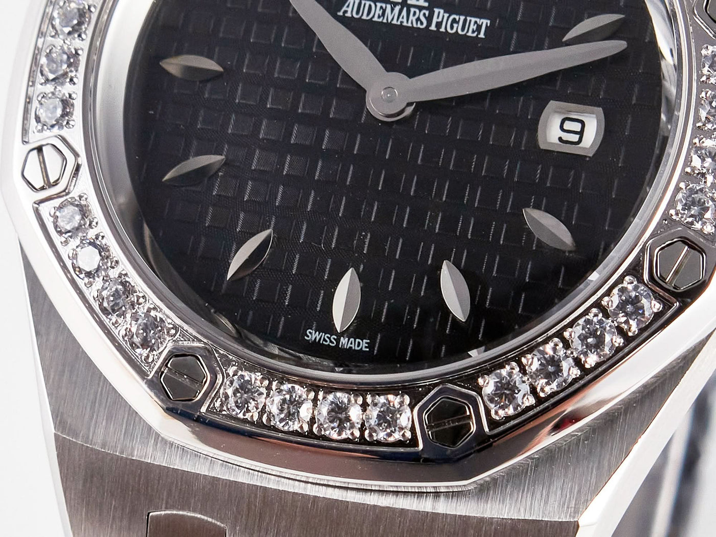 Royal Oak Offshore Ladies 33mm SS DRF Best Edition Black Dial Diamonds Bezel on Black Rubber
