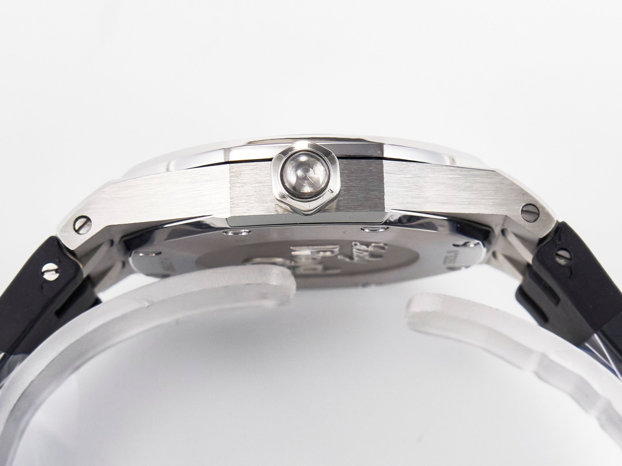 Royal Oak Offshore Ladies 33mm SS DRF Best Edition Black Dial Diamonds Bezel on Black Rubber