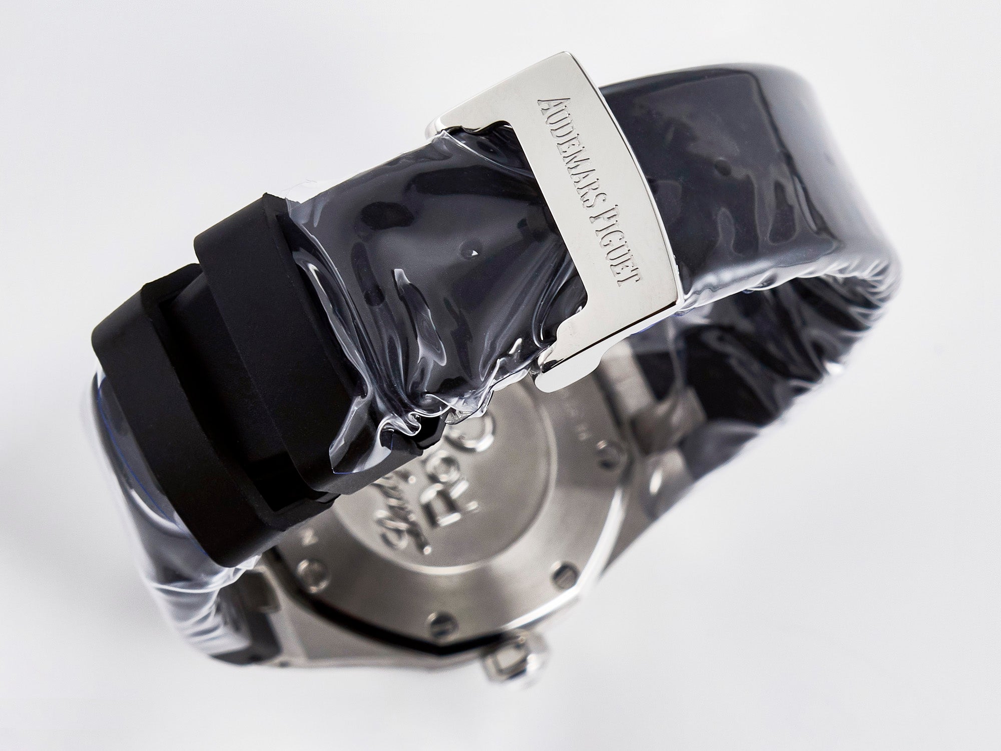 Royal Oak Offshore Ladies 33mm SS DRF Best Edition Black Dial Diamonds Bezel on Black Rubber