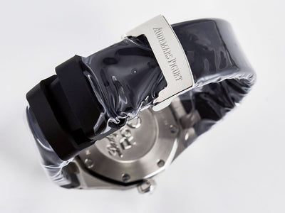 Royal Oak Offshore Ladies 33mm SS DRF Best Edition Black Dial Diamonds Bezel on Black Rubber