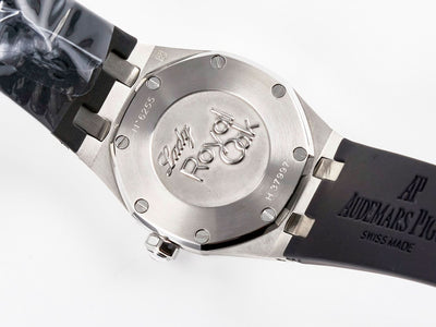 Royal Oak Offshore Ladies 33mm SS DRF Best Edition Black Dial Diamonds Bezel on Black Rubber