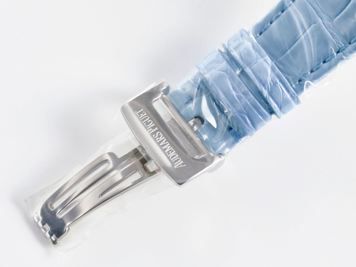 Royal Oak Offshore Ladies 33mm SS DRF Best Edition Blue Dial Diamonds Bezel on Blue Leather Strap