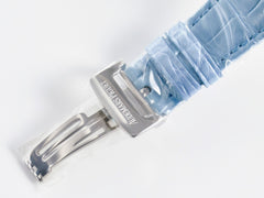 Royal Oak Offshore Ladies 33mm SS DRF Best Edition Blue Dial Diamonds Bezel on Blue Leather Strap