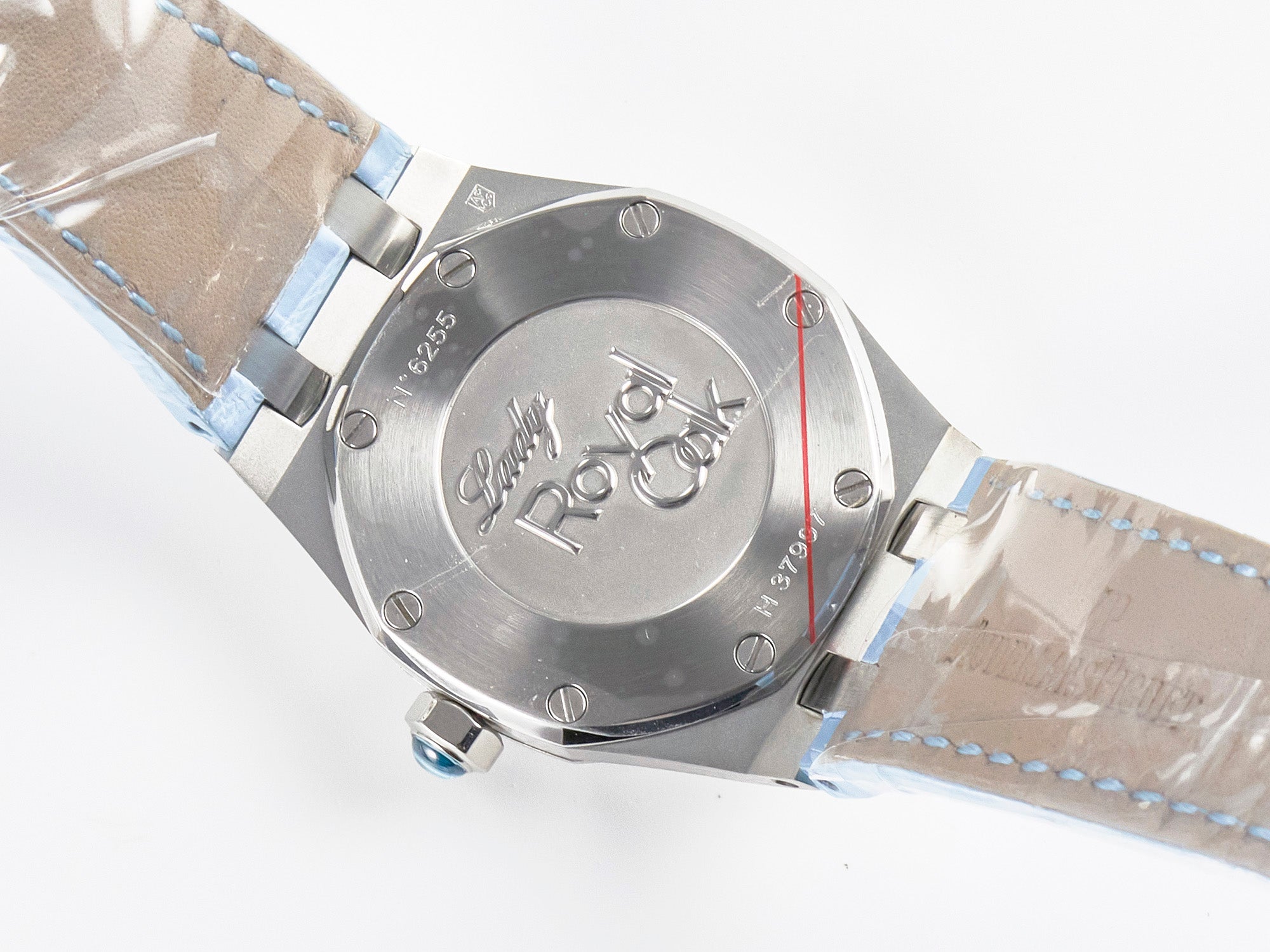 Royal Oak Offshore Ladies 33mm SS DRF Best Edition Blue Dial Diamonds Bezel on Blue Leather Strap