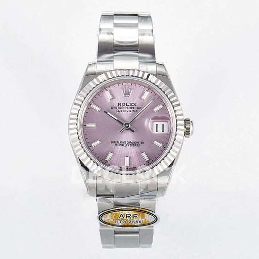 Replica Rolex DateJust 31 278274 ARF 1:1 Best Edition 904L Steel Pink Dial Stick Marker on SS Oyster Bracelet ETA 2688 |  Declock.