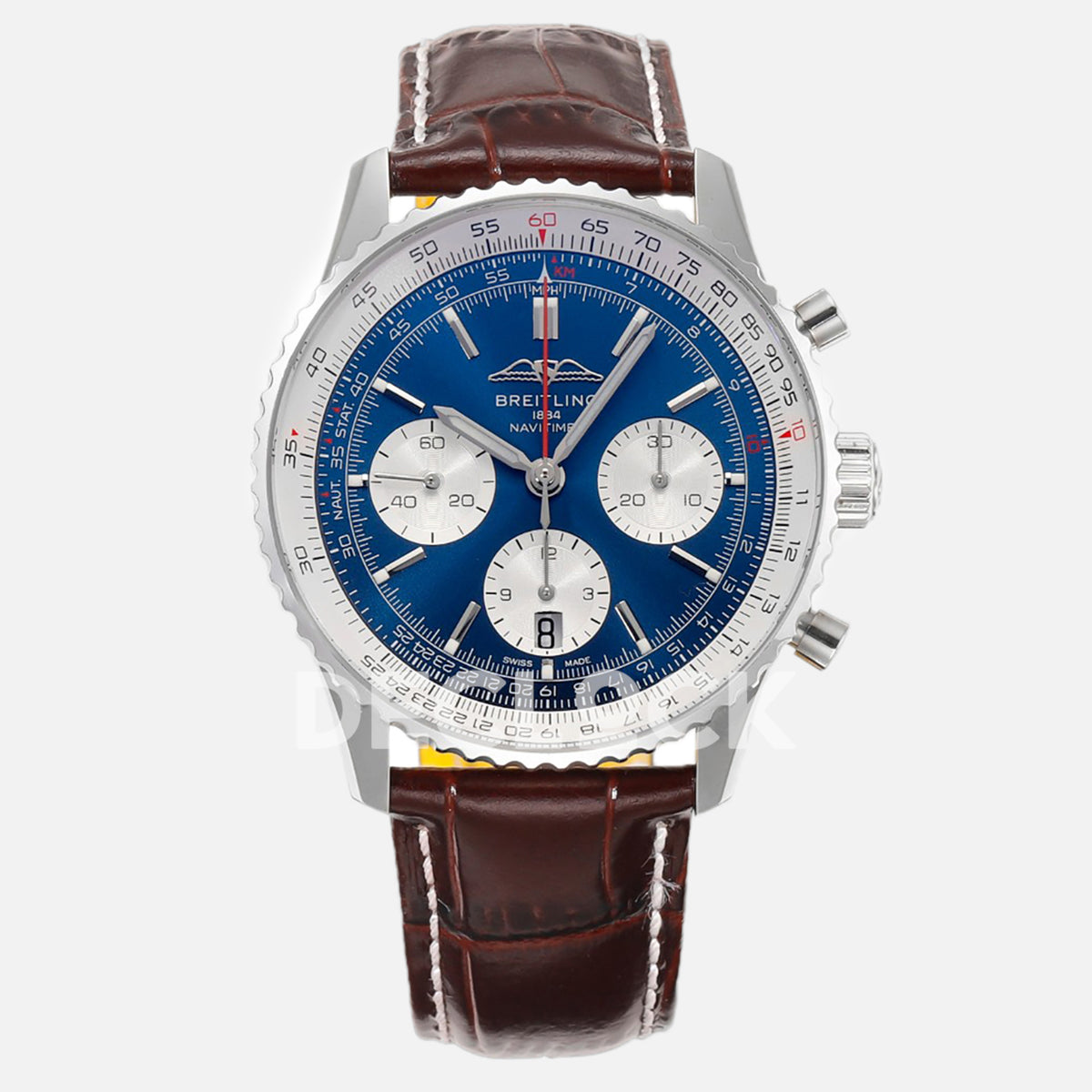 Breitling Navitimer B01 Chronograph 43 Blue Dial in Steel on Leather Strap Ref. AB0139631C1P1
