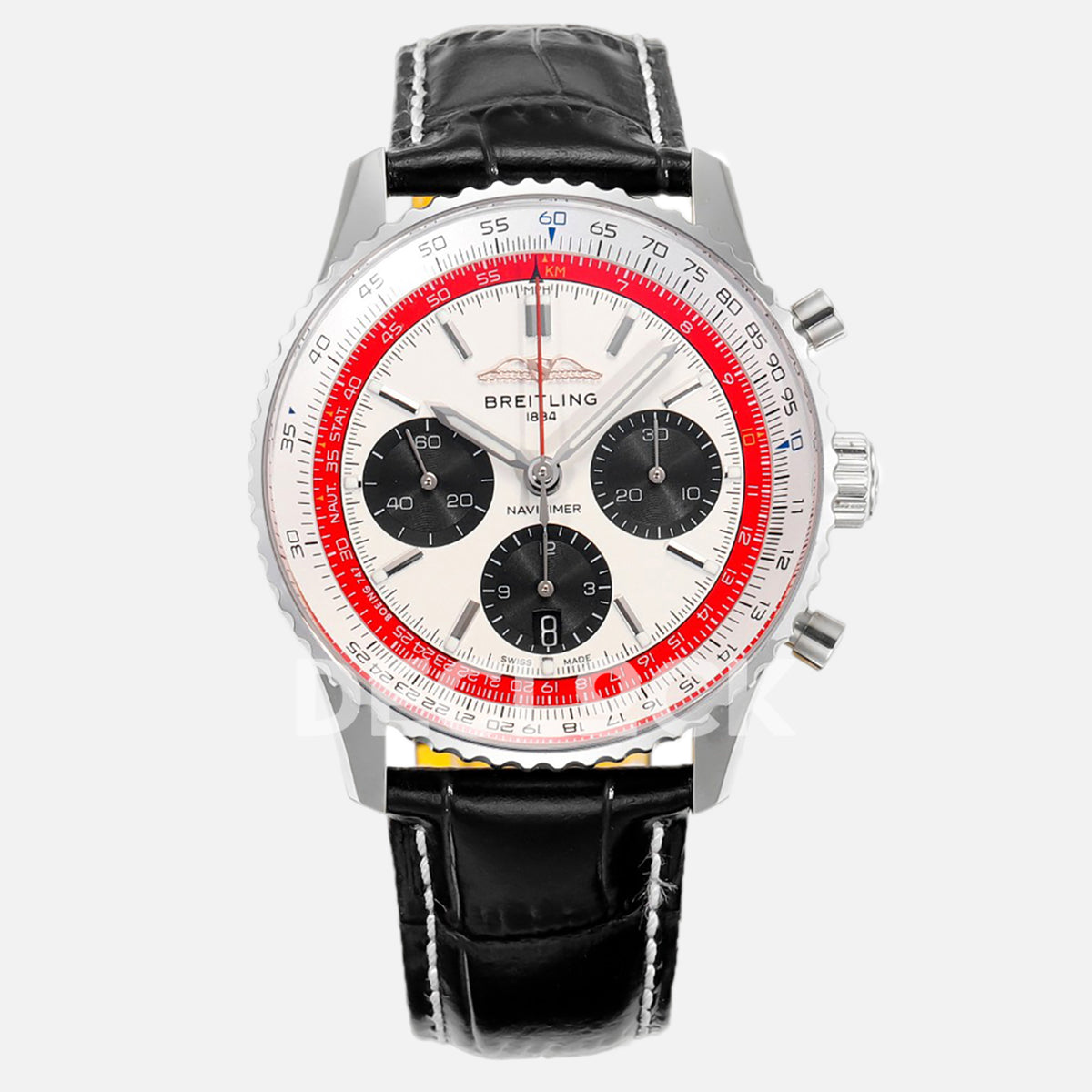 Breitling Navitimer B01 Chronograph 43 White Dial in Steel on Leather