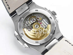 Nautilus Jumbo 5711 White Dial in Steel with Black Leather Strap
