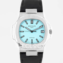 Nautilus Jumbo 5711 Tiffany Blue Dial in Steel with Black Leather Strap