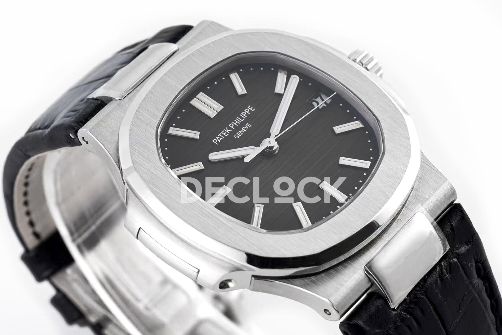 Nautilus Jumbo 5711 Tiffany Blue Dial in Steel with Black Leather Strap
