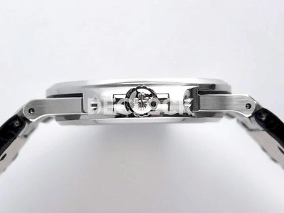 Nautilus Jumbo 5711 Black Dial in Steel with Black Leather Strap