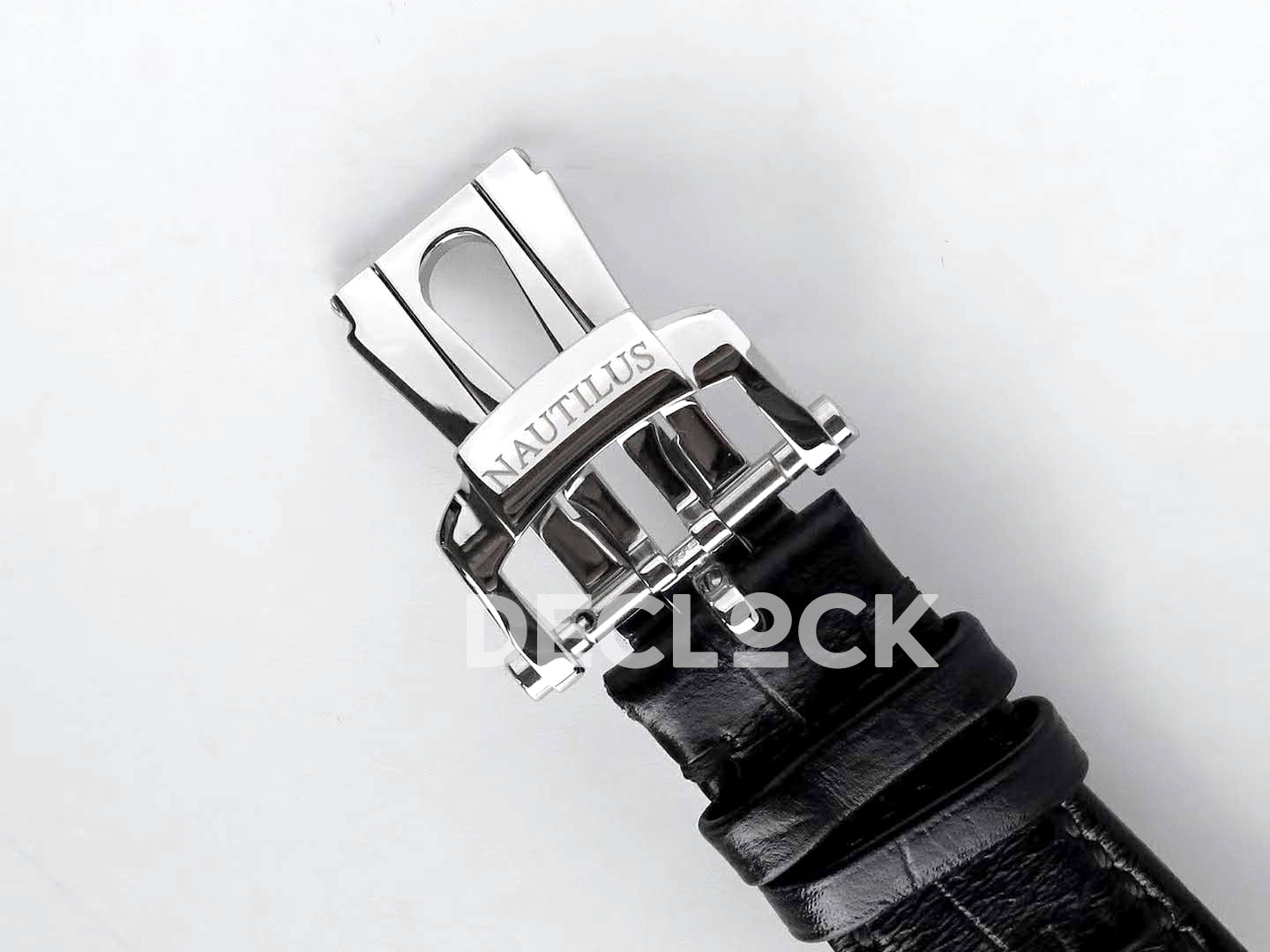 Nautilus Jumbo 5711 White Dial in Steel with Black Leather Strap