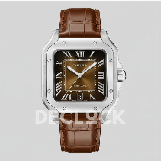 Cartier Santos WSSA0064 Brown Dial Large Leather Strap Replica Watch