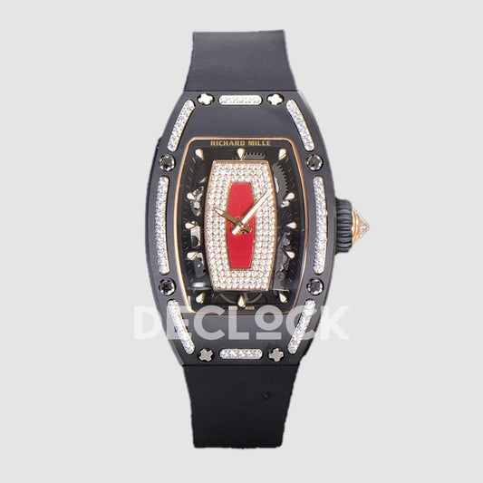 Replica Richard Mille RM 007 Automatic Ladies Black Ceramic Red Lips Diamond |  Declock.