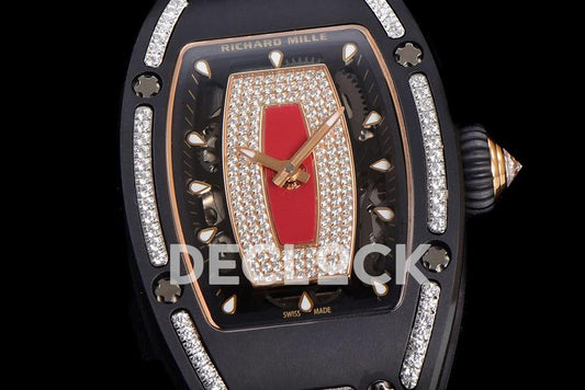 Replica Richard Mille RM 007 Automatic Ladies Black Ceramic Red Lips Diamond |  Declock.