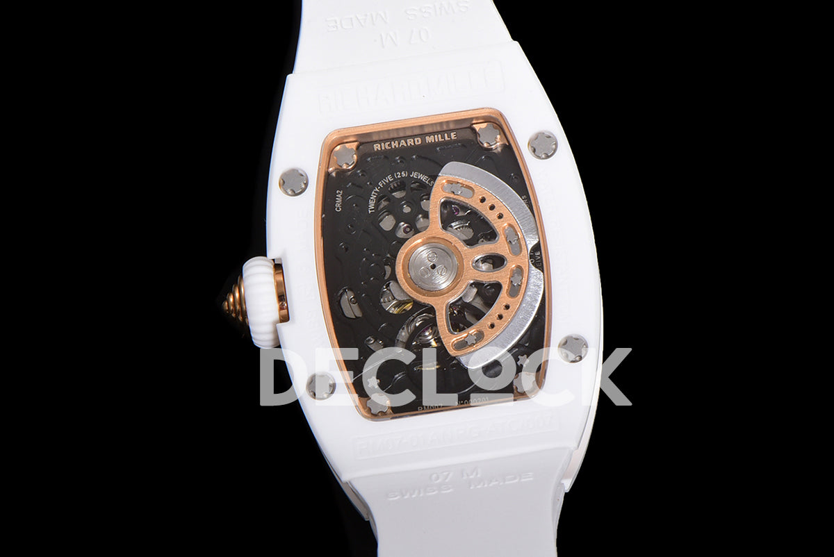 RM 007 Automatic Ladies White Ceramic Diamond Bezel Diamond Jasper