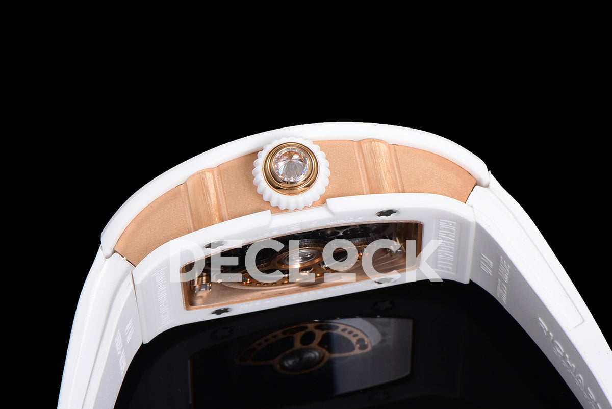 RM 007 Automatic Ladies White Ceramic Diamond Bezel Diamond Jasper