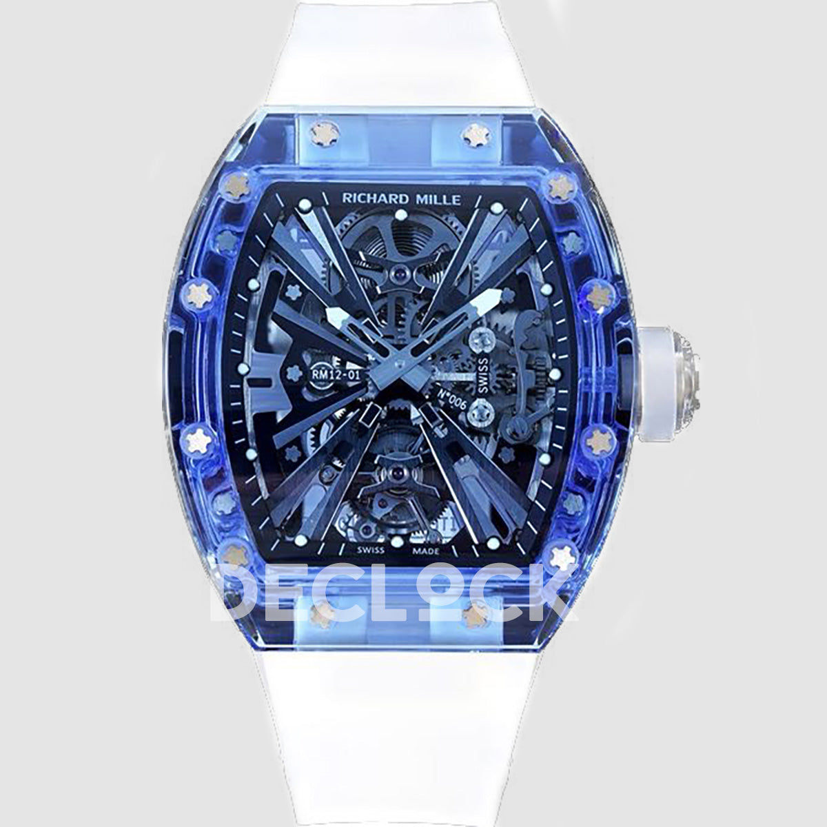 RM 012-01 Tourbillon Blue Sapphire on Transparent Rubber Strap