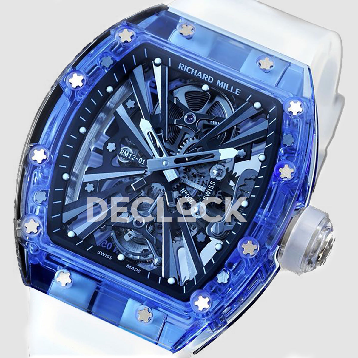 RM 012-01 Tourbillon Blue Sapphire on Transparent Rubber Strap