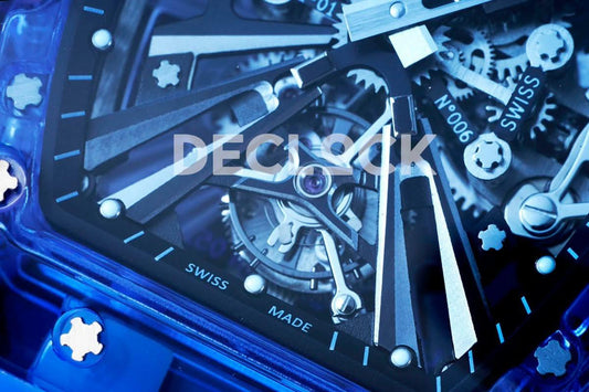 Replica Richard Mille RM 012-01 Tourbillon Blue Sapphire on Transparent Rubber Strap | Declock.