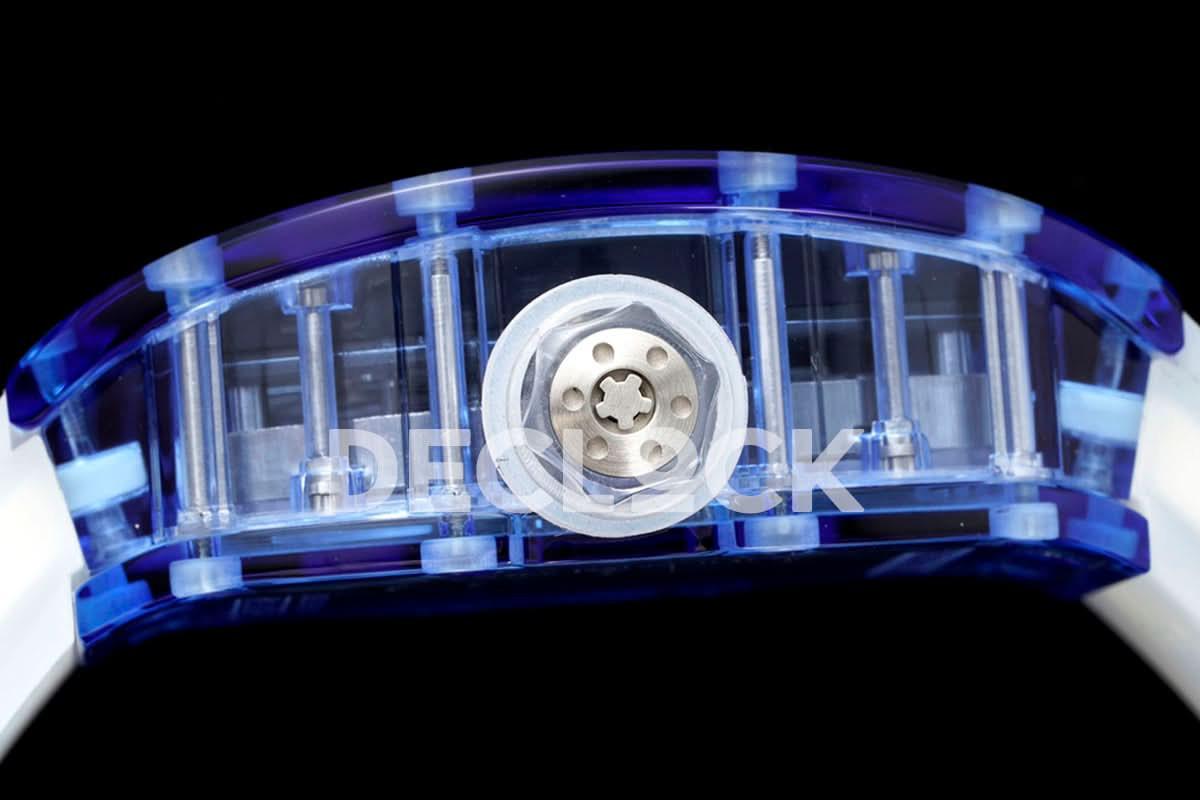 Replica Richard Mille RM 012-01 Tourbillon Blue Sapphire on Transparent Rubber Strap |  Declock.