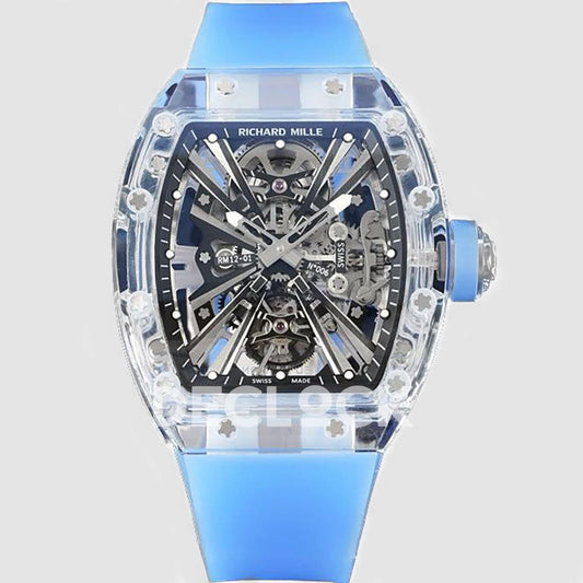 Replica Richard Mille RM 012-01 Tourbillon Sapphire on Blue Rubber Strap |  Declock.