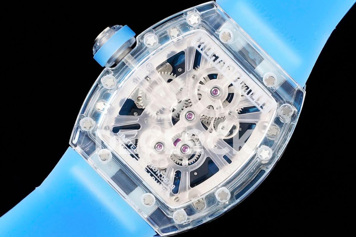 Replica Richard Mille RM 012-01 Tourbillon Sapphire on Blue Rubber Strap |  Declock.