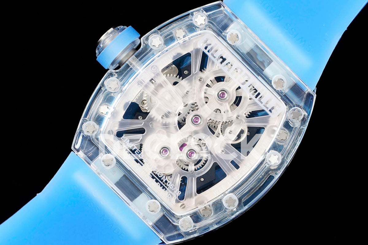 RM 012-01 Tourbillon Sapphire on Blue Rubber Strap