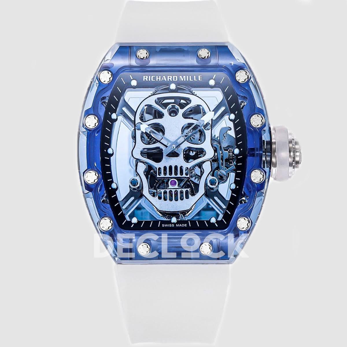 Replica Richard Mille RM 027-01 Tourbillon Blue Sapphire Skull |  Declock.