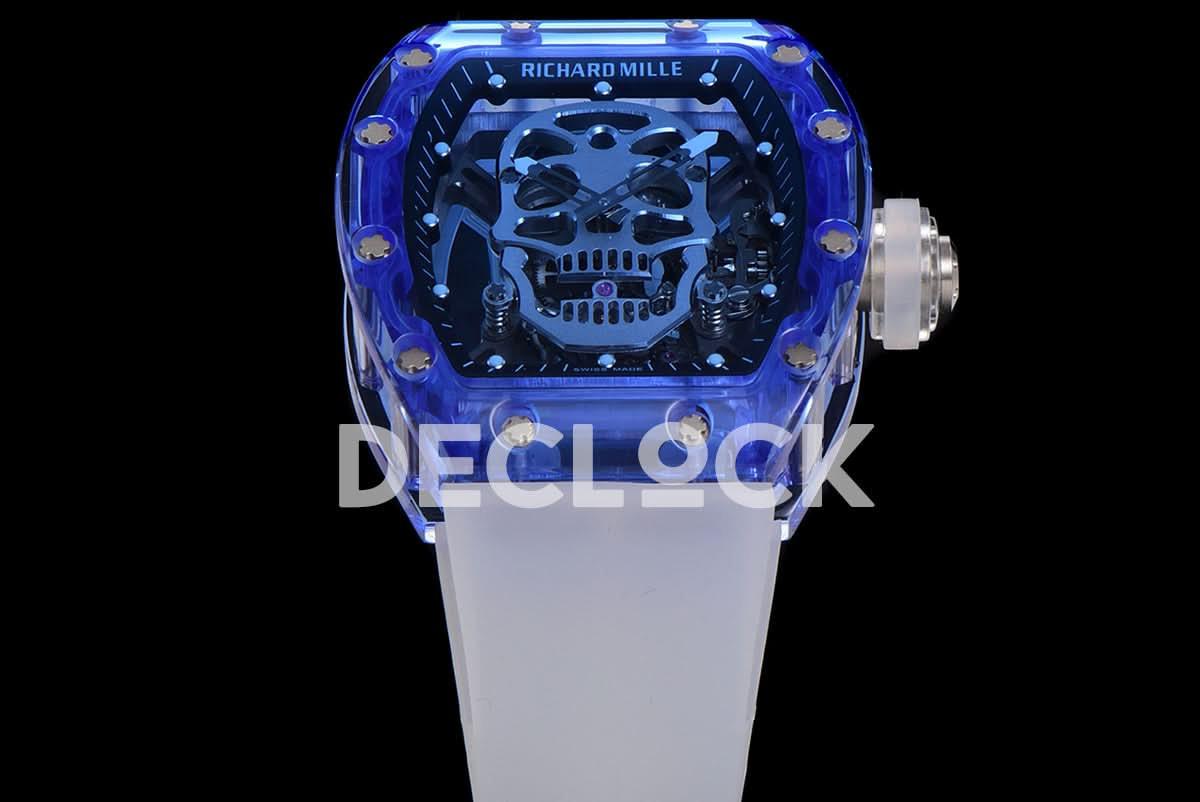 Replica Richard Mille RM 027-01 Tourbillon Blue Sapphire Skull |  Declock.