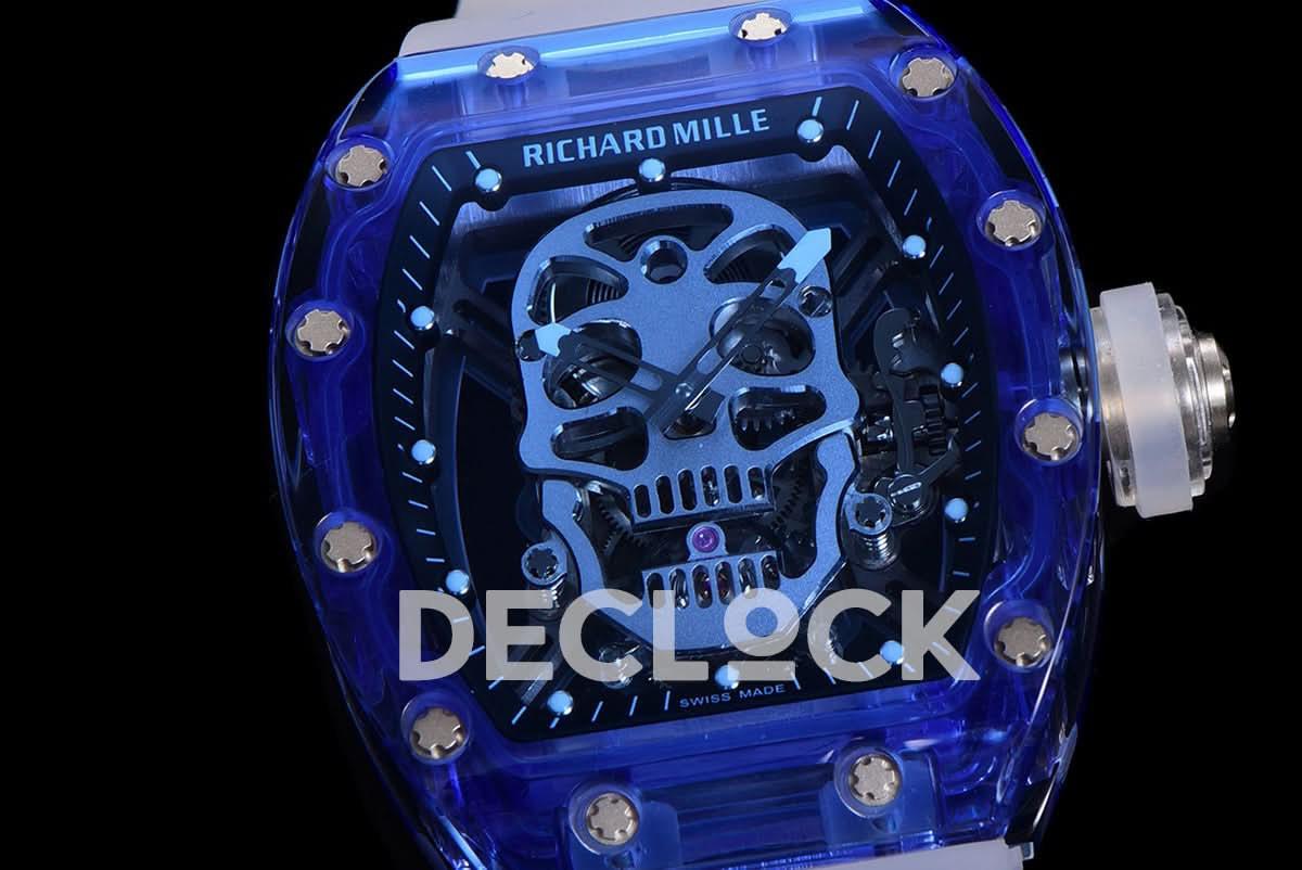 Replica Richard Mille RM 027-01 Tourbillon Blue Sapphire Skull |  Declock.
