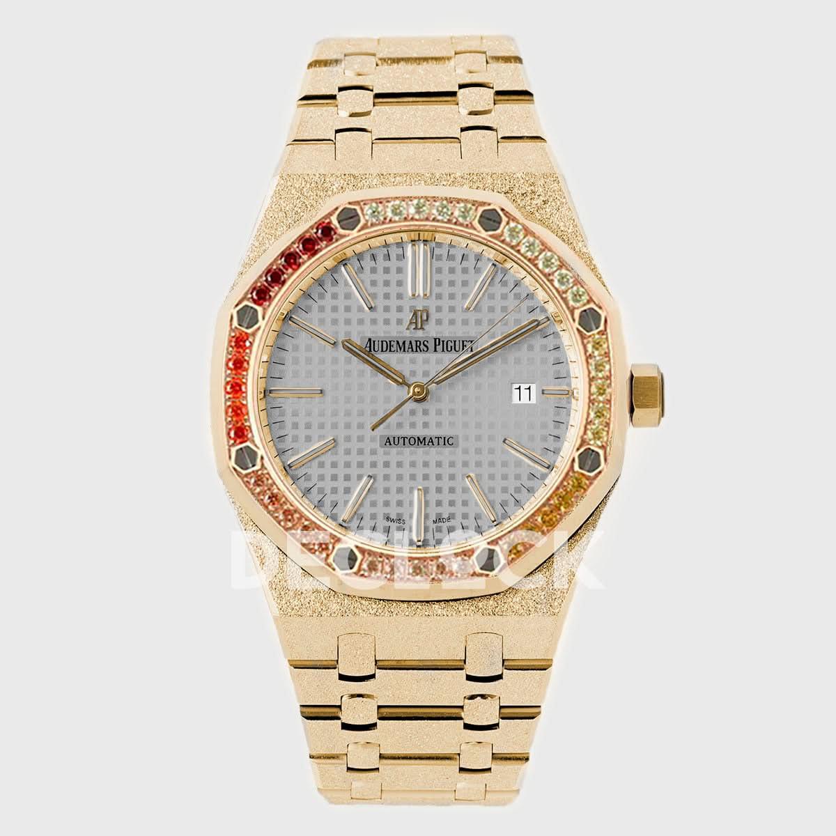 Replica Audemars Pigeut Royal Oak 15450BR 41mm Gray Dial in Frosted Gold |  Declock.