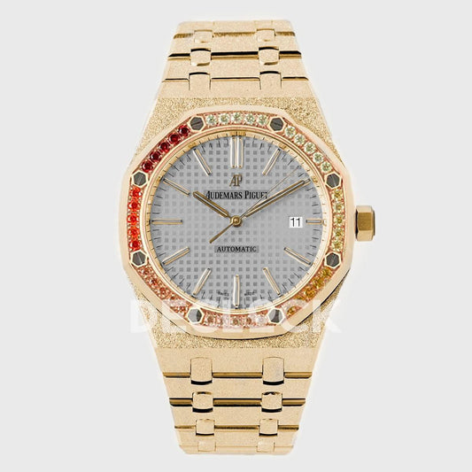 Replica Audemars Pigeut Royal Oak 15450BR 41mm Gray Dial in Frosted Gold |  Declock.