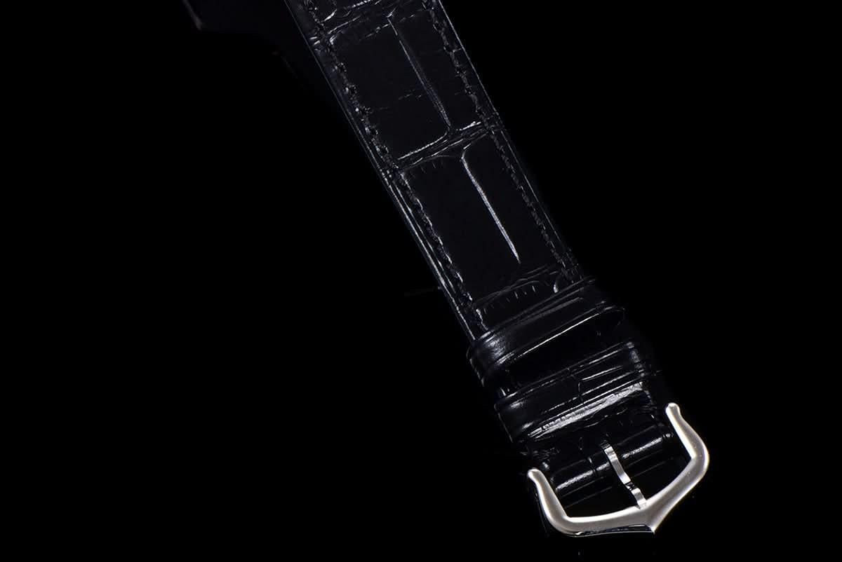 Replica Cartier Santos-Dumont (Large) Silver Dial in Steel/Rose Gold on Black Leather Strap |  Declock.
