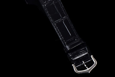 Santos-Dumont (S) Silver Dial in Steel/Rose Gold on Black Leather Strap
