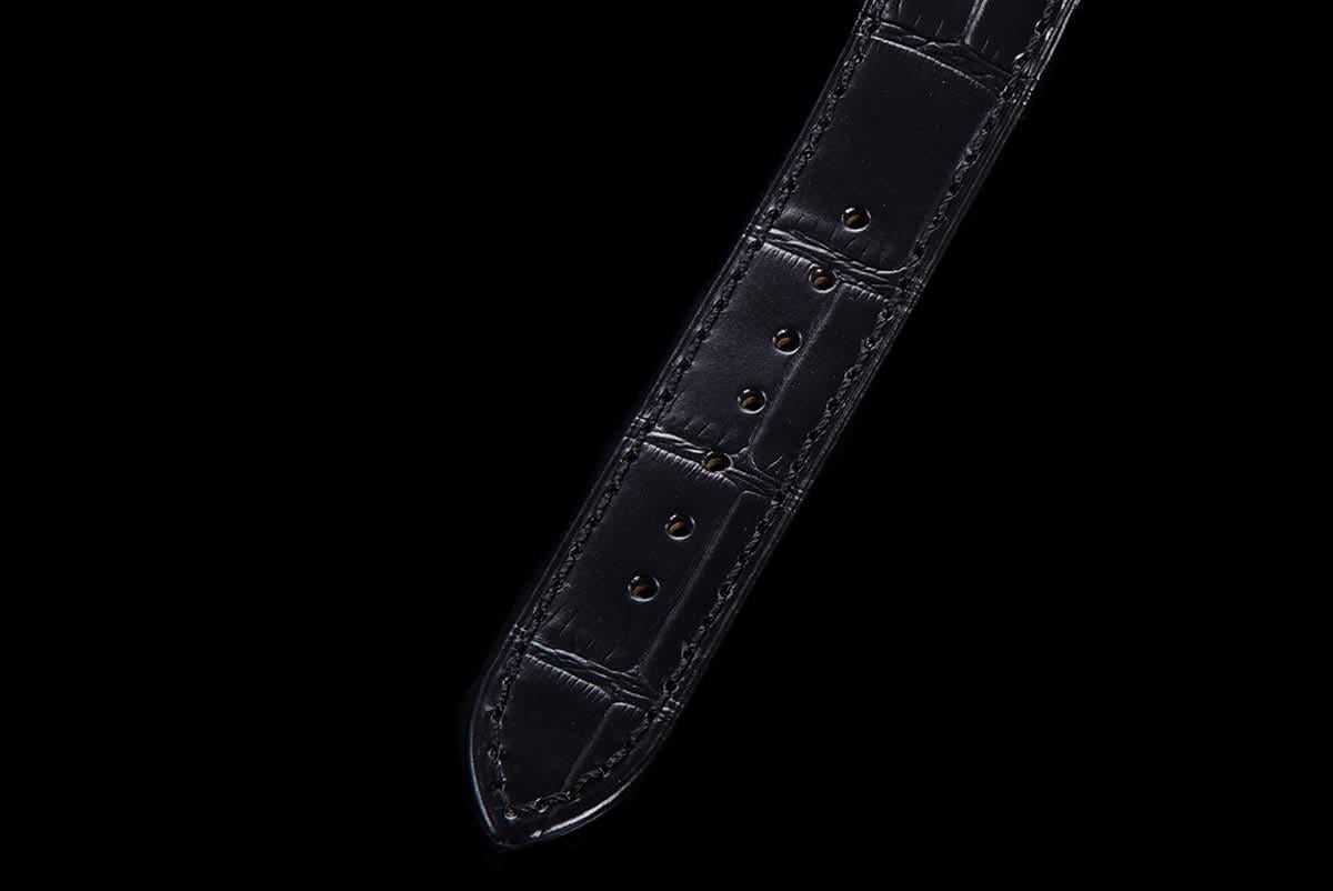 Replica Cartier Santos-Dumont (Large) Silver Dial in Steel/Rose Gold on Black Leather Strap |  Declock.