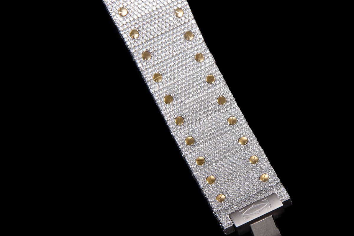 Santos de Cartier 40mm Diamond Paved Dial with Colourful Arabic Markers in Steel/Yellow Gold
