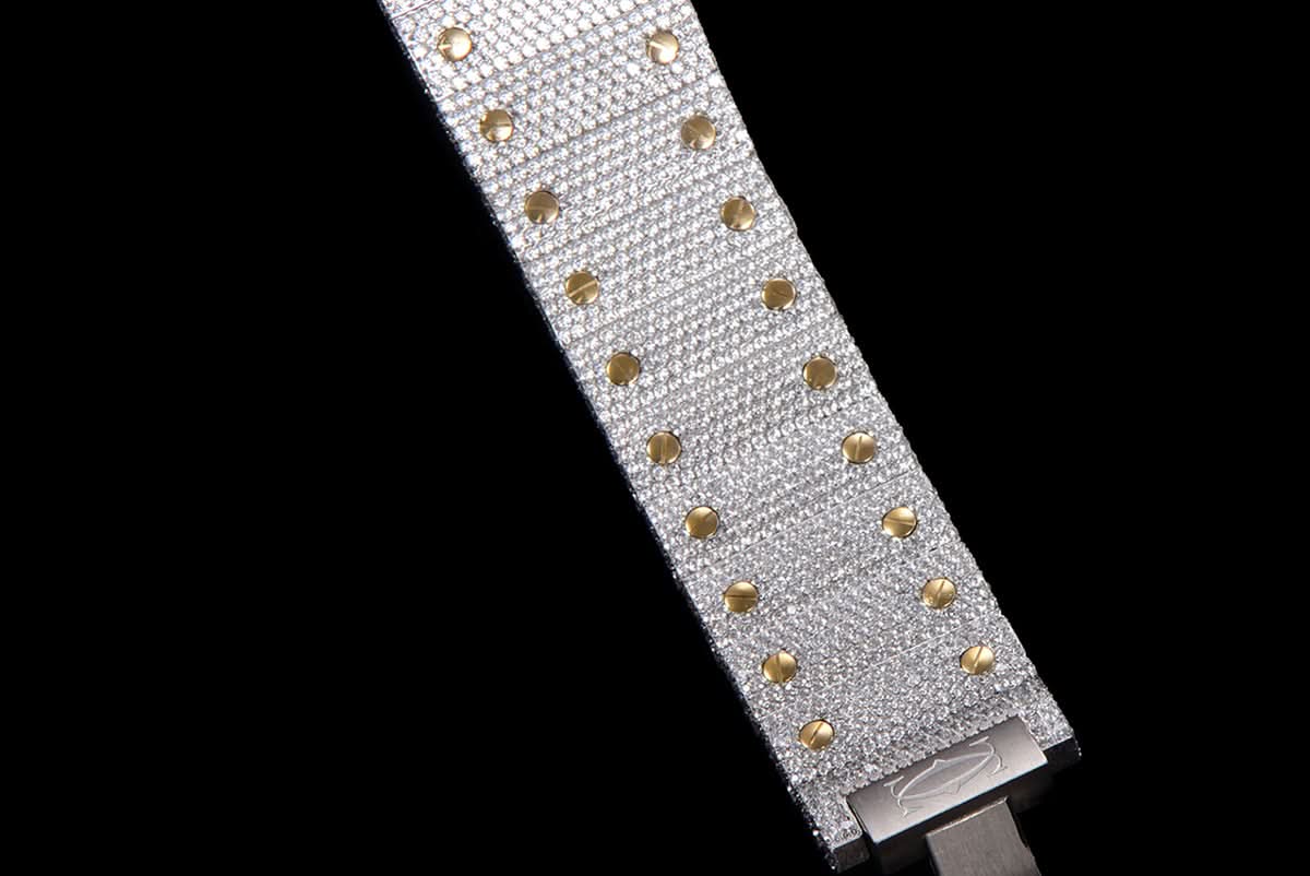 Santos de Cartier 40mm Diamond Paved Dial with Colourful Arabic Markers in Steel/Yellow Gold
