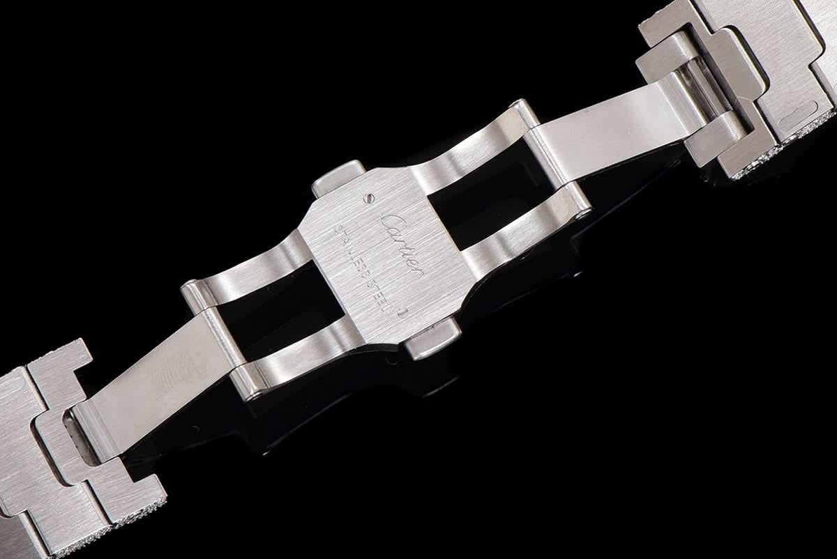 Replica Cartier Santos de Cartier 40mm Diamond Paved Dial with Colourful Arabic Markers in Steel/Yellow Gold |  Declock.